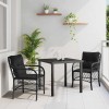 VidaXL Set de masă pentru grădină cu pernă 3 pcs Negru Rattan poli 3380204