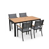 Lido 140 4+1 kerti b&uacute;tor garnit&uacute;ra szett fekete-fa hat&aacute;s&uacute;