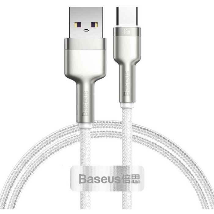 Cablu USB to USB-C 66W 1M Alb Baseus CAKF000102 Cafule Series Metal