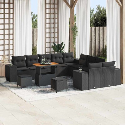 vidaXL Set de canapele pentru grădină 13 pcs Negru 90 x 55 x 71 cm 3364014 foto