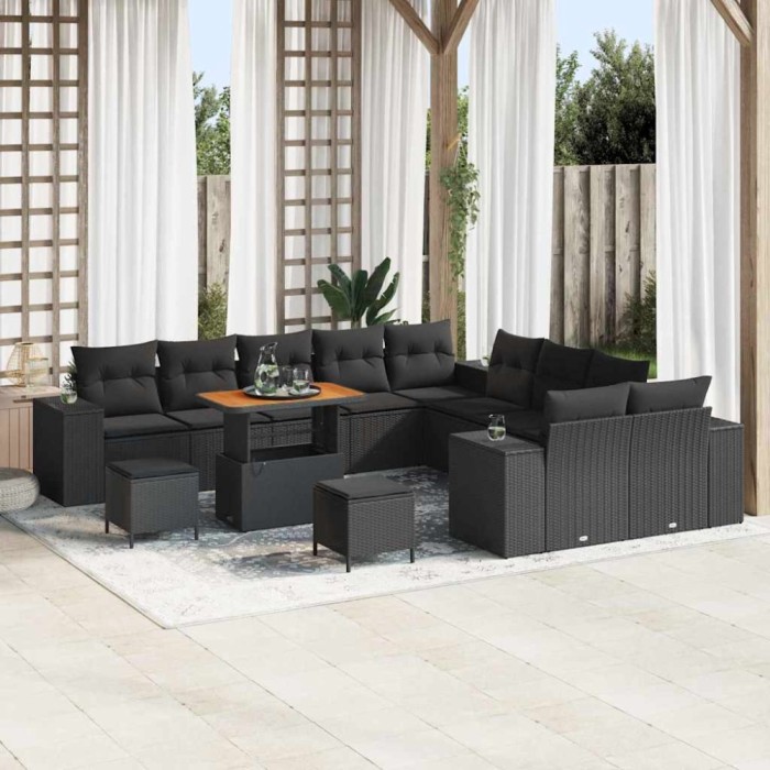 vidaXL Set de canapele pentru grădină 13 pcs Negru 90 x 55 x 71 cm 3364014
