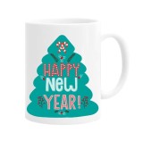 Cana alba personalizata &quot;Happy New Year&quot;, INOVATIX&reg;. 330ml