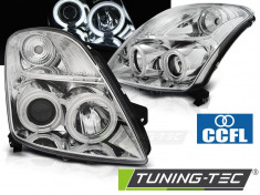 Faruri compatibile cu Suzuki SWIFT 05.05-10 CCFL ANGEL EYES Crom foto