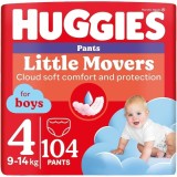 Scutece chilotel Huggies Little Movers 4, Boy, 9-14 kg, 104 buc