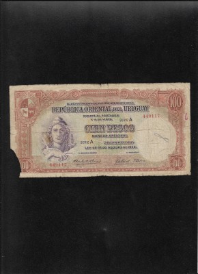 Rar! Uruguay 100 pesos 1935 seria449117 colt lipsa foto
