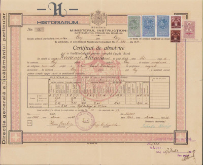 HST 119S Certificat absolvire invatamant primar complet 1938 Cluj romano-catolic foto