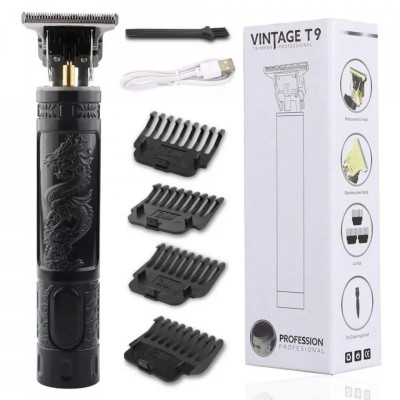 Aparat de tuns portabil T9 Vintage, Pentru Corp Par si Barba, USB, Negru foto