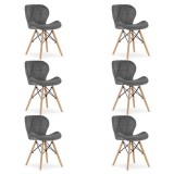 Set 6 scaune bucatarie/living, Artool, Lago Velvet, catifea, lemn, gri, 48x52.5x74 cm GartenVIP DiyLine