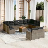 vidaXL Set mobilier de grădină cu perne, 13 piese, gri, poliratan