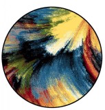 Covor Rotund Camera Copii Model Brush 11017-180, Marime 80 x 80 cm, Multicolor, Inaltime Fir 9 mm, Antialergic, Polipropilena, Gradinita, Cresa, Loc d
