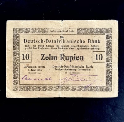 10 Rupee 1916 EAST AFRICA foto