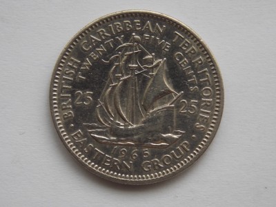 25 CENTS 1965 BRITISH CARRIBEAN TERRITORIES foto