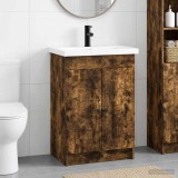Cumpara ieftin Set de mobilier pentru baie Stejar fumuriu 78,5 x 37,5 x 81 cm