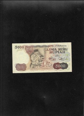 Rar! Indonezia Indonesia 5000 5.000 rupiah rupii 1980 seria076308 foto