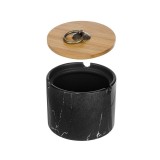 Scrumiera ceramica cu capac, model Marmura neagra, 10x7 cm, ATU-087736, Oem