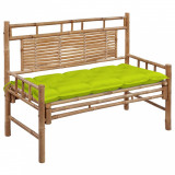 Cumpara ieftin Bancă de grădină cu pernă, 120 cm, bambus