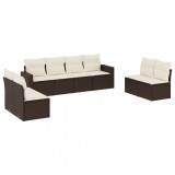 Cumpara ieftin Set canapele de gradina cu perne, 8 piese, maro, poliratan