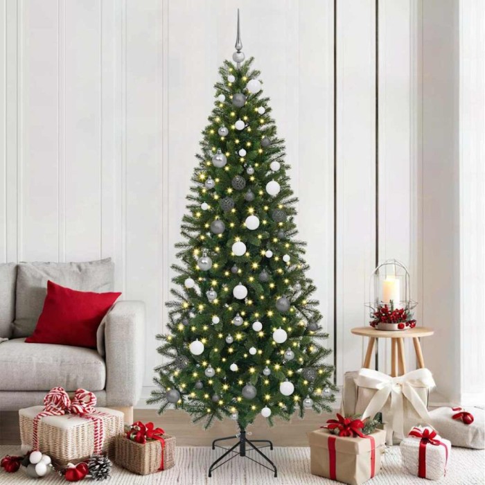 vidaXL Brad de Crăciun artificial cu 300 LED Verde 210 cm PE și PVC 3397366