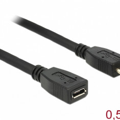 Cablu prelungitor micro USB 2.0 tip B T-M 0.5m, Delock 83567