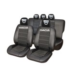 Set Huse Scaune Universale Din Piele Ecologică Si Alcantara Personalizate Cu Dacia, Negre