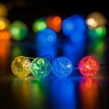 Instalație Lumini Crăciun, LED, 20 Becuri, Multicolor, 2.2m, Transparent, Baterii AA, Interior