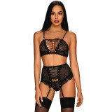 Set 3 Piese Lenjerie Basitta Negru S/M, Obsessive