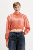 Tommy Jeans pulover din amestec de l&acirc;nă culoarea portocaliu, DW0DW21677