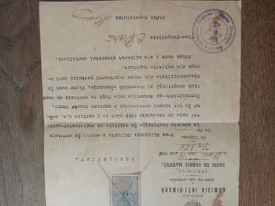 Document BASARABIA, COMISIA INTERIMARA A ZEMSTVEI JUD. CHISINAU, 1921 foto