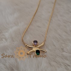 Colier Armonia , placat aur 18K cu zirconia ametist si smarald, Brazilia, stanta