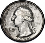 &frac14; Dollar 1934 &quot;Washington Silver Quarter&quot; - moneda de colectie UNC / necirculata, America de Nord