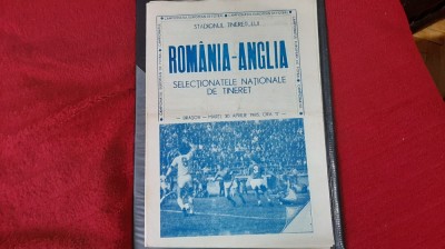 program Romania - Anglia (tineret) 30 04 1985 foto