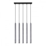 Lampă Suspendată Pastel Gri Beton 5 Becuri Tub Modern De Interior