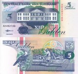 Bancnota Suriname 5 Gulden 1998, UNC (Noua)
