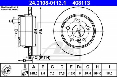 Disc frana MERCEDES B-CLASS (W245) (2005 - 2011) ATE 24.0108-0113.1 foto