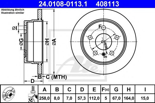 Disc frana MERCEDES A-CLASS (W169) (2004 - 2012) ATE 24.0108-0113.1