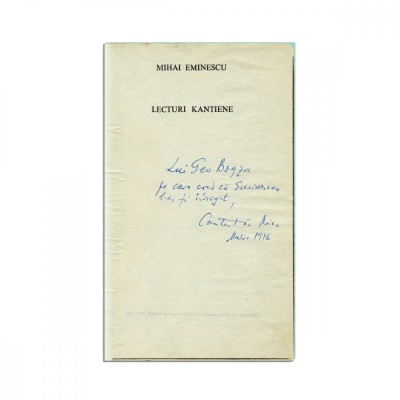 Constantin Noica, pagină cu dedicație olografă pentru Geo Bogza foto