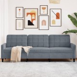 Gossi canapea cu 3 locuri, gri inchis, 210 cm, material catifea