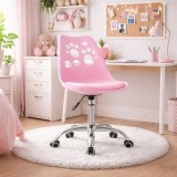 Scaun de birou roz Artool Print, rotativ, reglabil, cu roti cauciuc