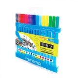 Set 15 Carioci colorate Mitama, varf subtire 0.4 mm, forma ergonomica triunghiulara, multicolor