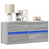 Cumpara ieftin Comodă TV de perete cu lumini LED, gri sonoma, 100x31x45 cm