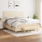 vidaXL Pat box spring cu saltea, crem, 160x200 cm, material textil 3137250