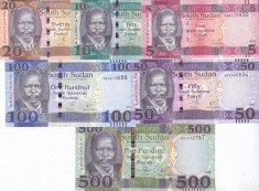 Bancnota Sudanul de Sud 5 - 500 Pounds 2015-18 - P11-15 UNC ( set x6 ) foto