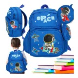 Ghiozdan gradinita, model astronaut albastru 30 x 27 x 10 cm