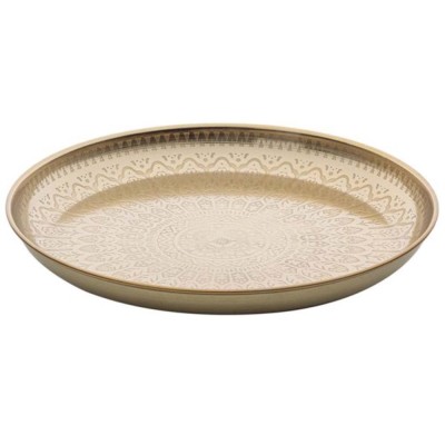 Tava metalica eleganta Pufo Golden Vintage pentru servire desert, prajituri, aperitive, 30 cm foto