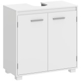 HOMCOM Dulap sub lavoar, mobilier modern independent pentru baie cu decupaj &icirc;n formă de U, raft reglabil, Alb | Aosom Romania