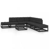 vidaXL Set mobilier grădină cu perne, 8 piese, lemn masiv pin