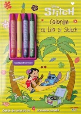 Coloram cu Lilo si Stitch. Carte de colorat cu 4 creioane cerate - Litera