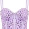 Bustiera cu strasuri pentru femei Naimo, Push Up Crop Top Corset, violet, L (40 90) - OUTLET
