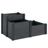 Outsunny Jardinieră ridicată, pat de grădină cu 3 niveluri și fund deschis pentru flori, legume, 120 x 80 x 64 cm, efect lemn gri | Aosom Romania