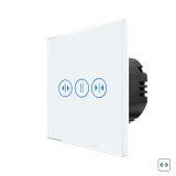 Intrerupator pentru draperie cu indicator luminos, Luxion LX-MT-C201G-W, touch, incastrat, rama din sticla inclusa, alb